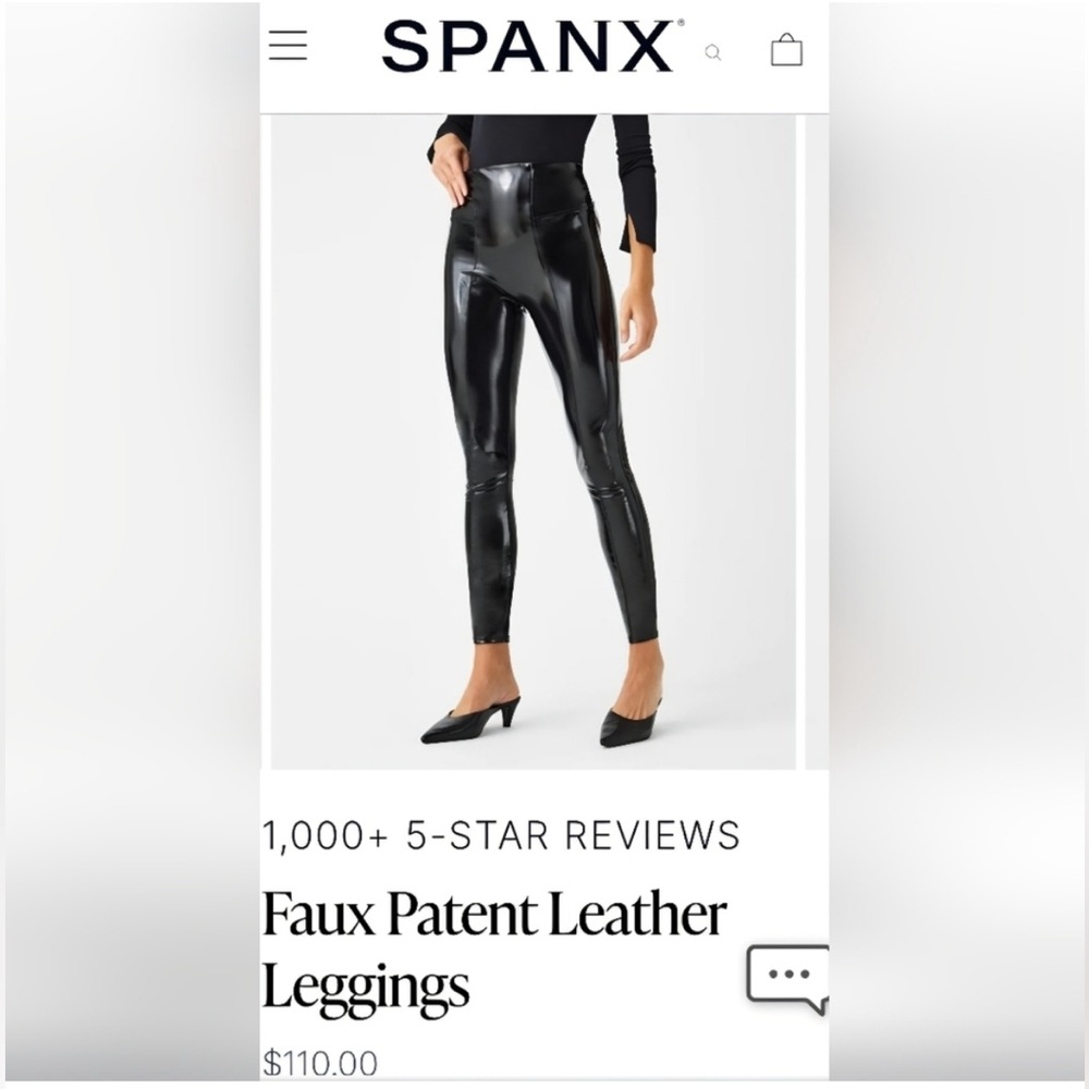 SPANX Black Faux Patent Leather Leggings